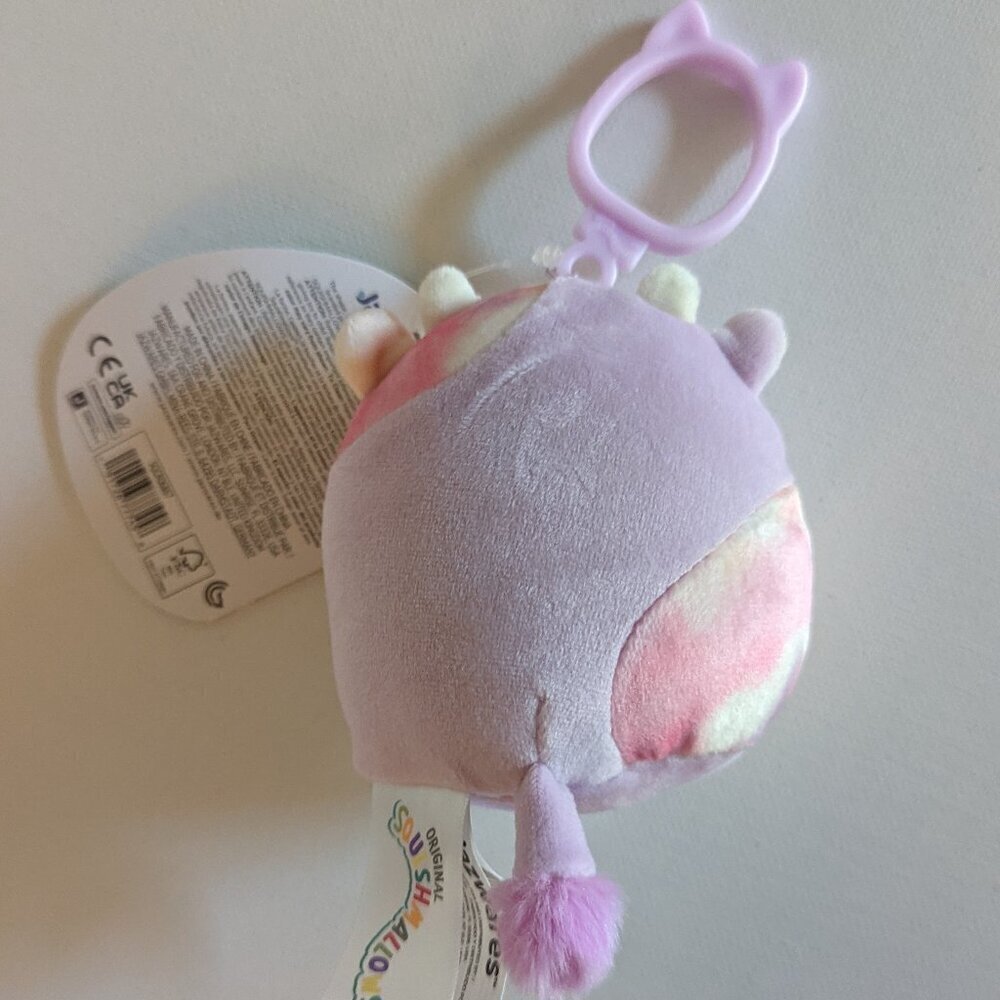 NWT 3.5" Suri Pink Purple Cow Purse Clip Squishmallows Valentine Farmhouse Plush - Picture 4 of 7
